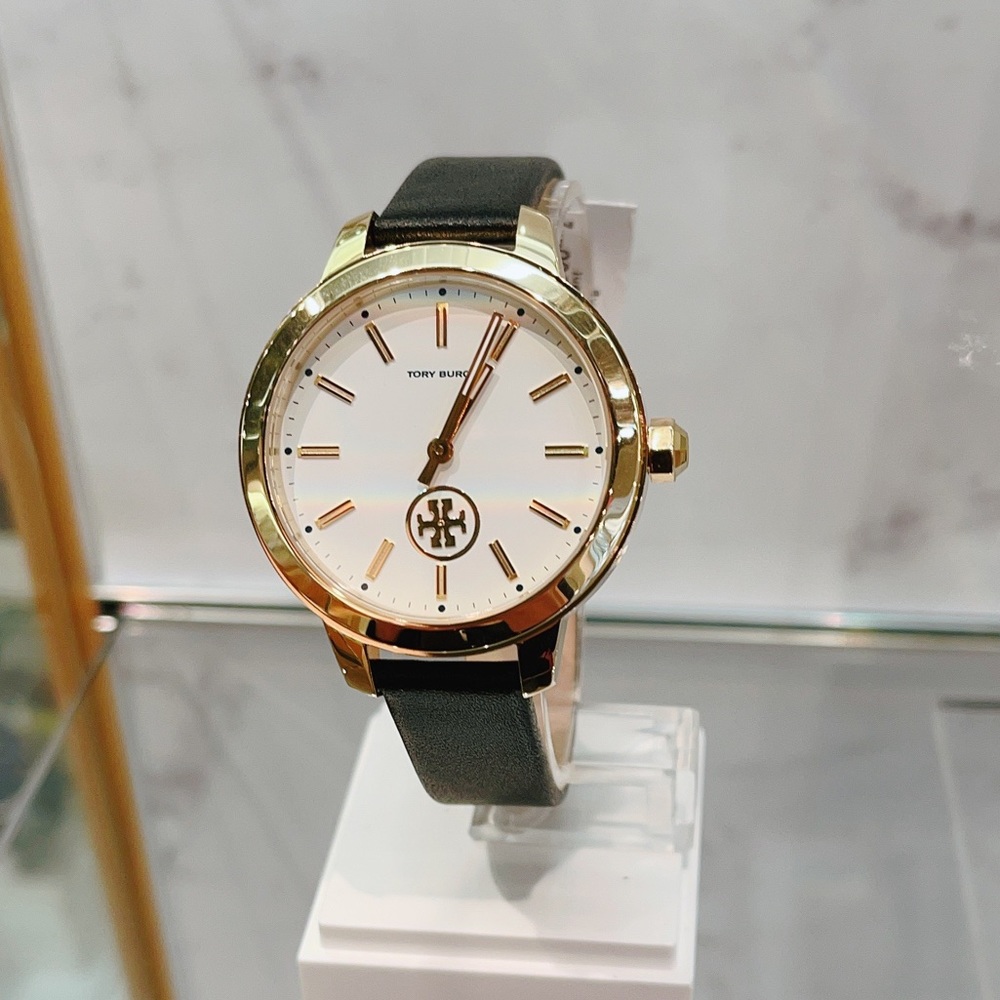 Tory Burch Collins Black leather watch
